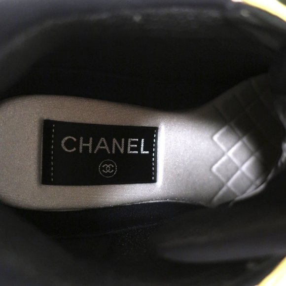 CHANEL CC LYCRA SNEAKERS NEON YELLOW SIZE 37 - Picture 10 of 12